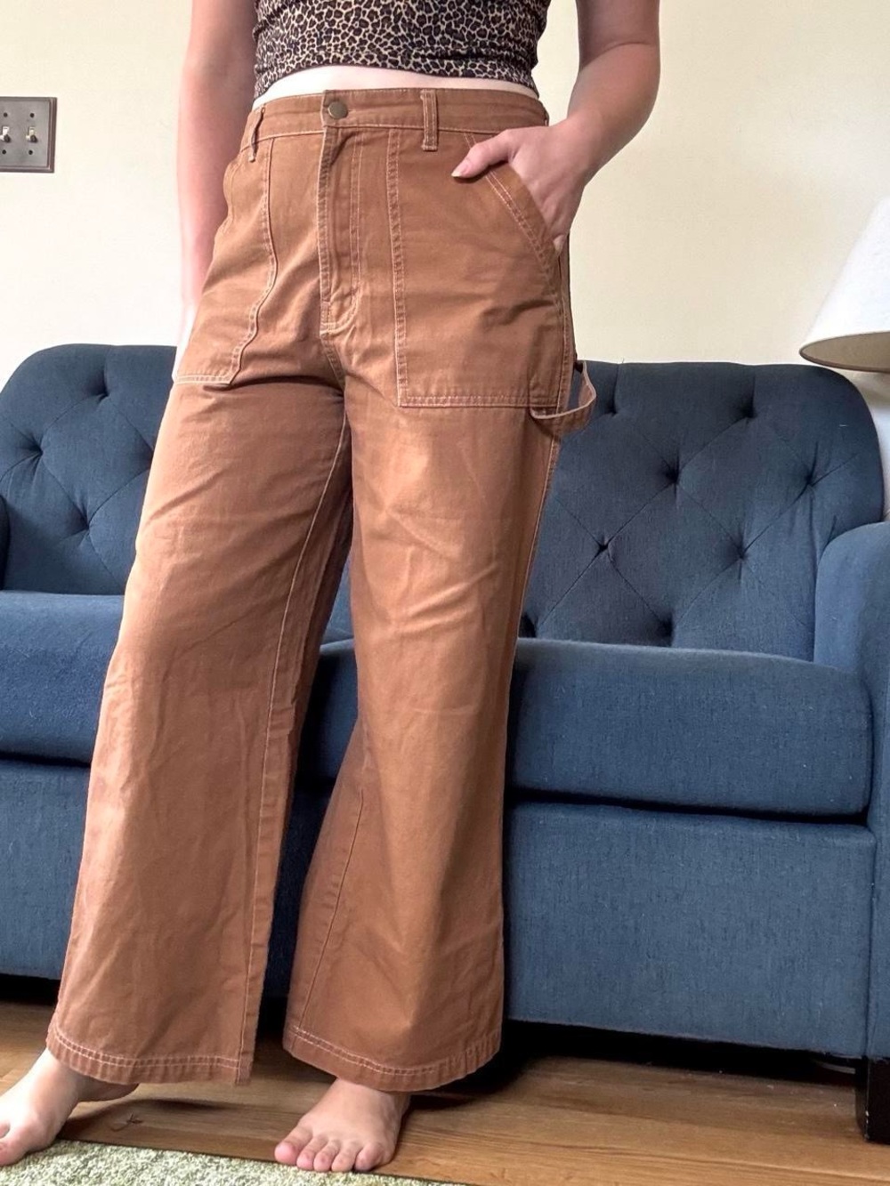 Wild Fable light brown wide leg high rise carpenter / painter style pants